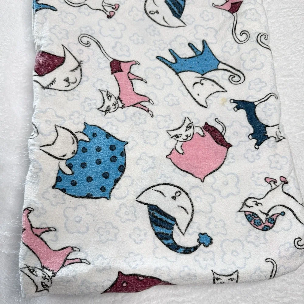 VTG Joe Boxer Meow Mix Cat Flannel Full Sheet Set Y2K Retro Made in USA 4 Pc